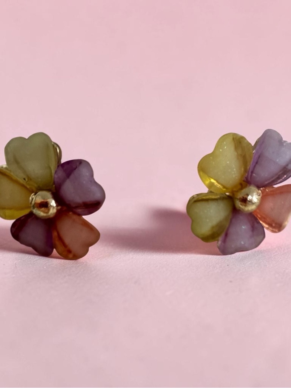 Multicolor Floral Heart Petal Stud Earrings